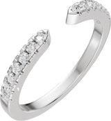14K Gold Round Lab-Grown Diamond Accented Open Band - 1.4mm Stones - White Gold