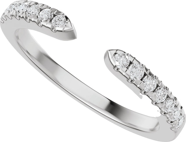 14K Gold Round Lab-Grown Diamond Accented Open Band - 1.4mm Stones - White Gold - view 5