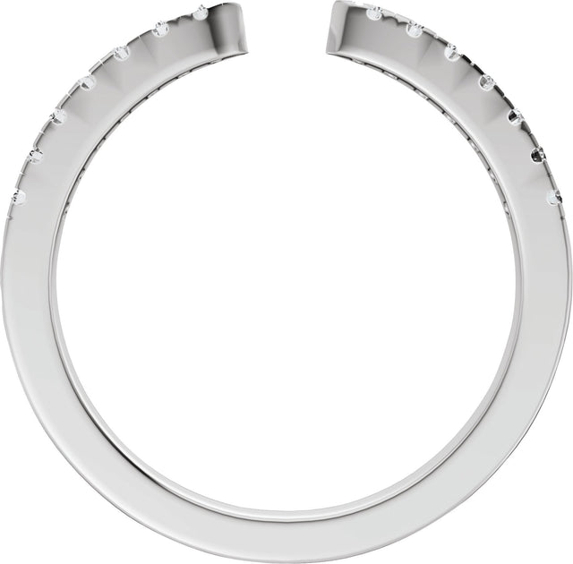 14K Gold Round Lab-Grown Diamond Accented Open Band - 1.4mm Stones - White Gold - view 2
