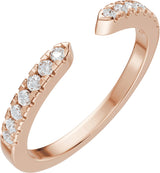 14K Gold Round Natural Diamond Accented Open Band - 1.4mm Stones - Rose Gold