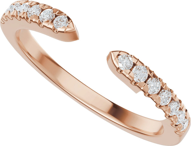 14K Gold Round Lab-Grown Diamond Accented Open Band - 1.4mm Stones - Rose Gold - view 5