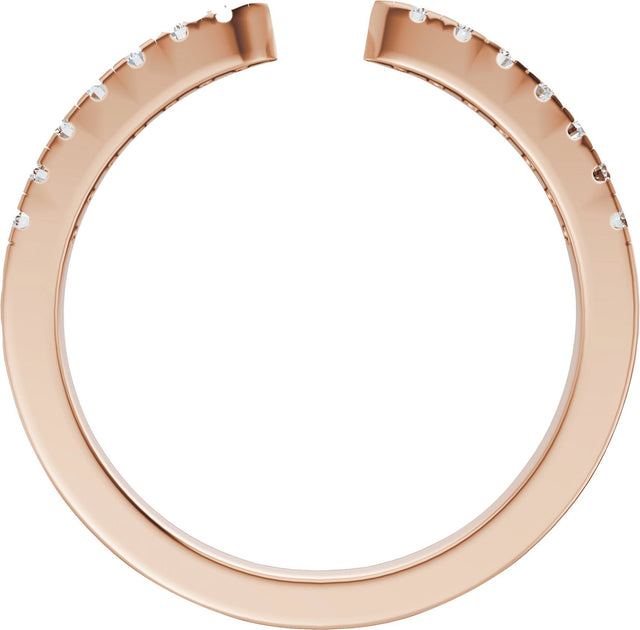 14K Gold Round Lab-Grown Diamond Accented Open Band - 1.4mm Stones - Rose Gold - view 2