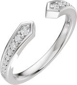 14K Gold Round Lab-Grown Diamond Accented Open Band - 1.7mm Stones - White Gold