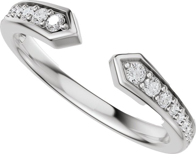 14K Gold Round Lab-Grown Diamond Accented Open Band - 1.7mm Stones - White Gold - view 5