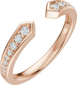 14K Gold Round Natural Diamond Accented Open Band - 1.7mm Stones - Rose Gold