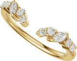 14K Gold Marquise Natural Diamond Accented Open Band - Stones - Yellow Gold - view 5