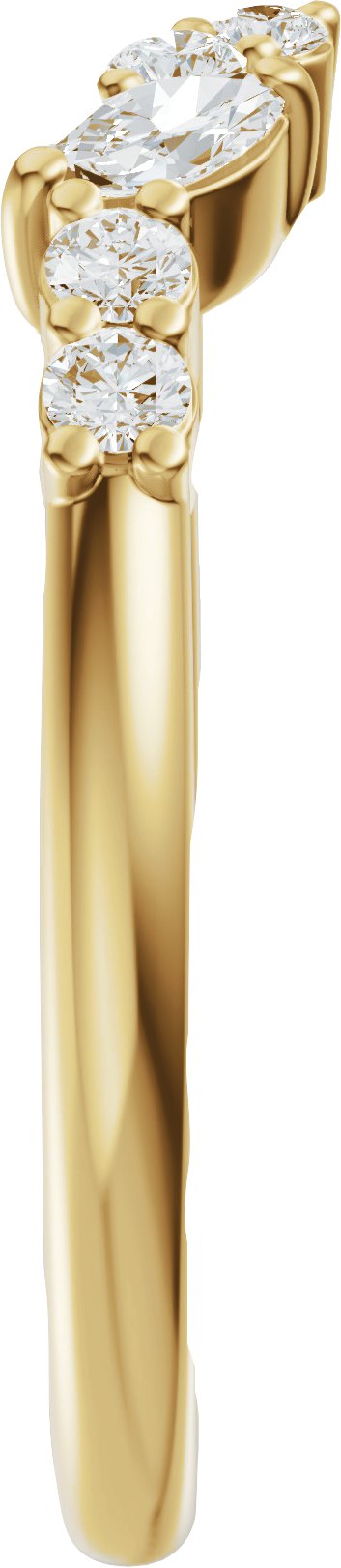 14K Gold Marquise Natural Diamond Accented Open Band - Stones - Yellow Gold - view 4