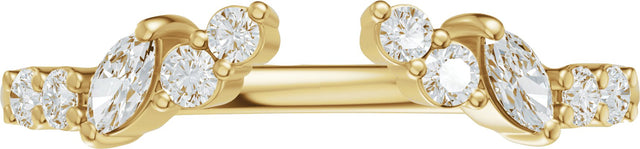 14K Gold Marquise Natural Diamond Accented Open Band - Stones - Yellow Gold - view 3