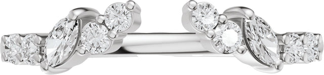 Platinum Marquise Natural Diamond Accented Open Band - Stones - view 3
