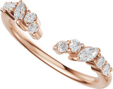 14K Gold Marquise Natural Diamond Accented Open Band - Stones - Rose Gold - view 5