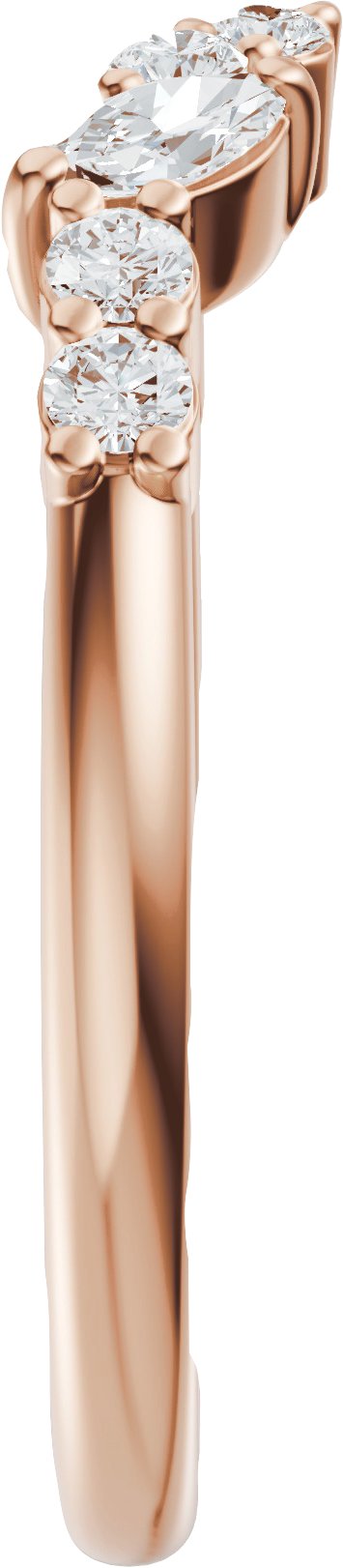 14K Gold Marquise Natural Diamond Accented Open Band - Stones - Rose Gold - view 4