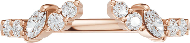 14K Gold Marquise Lab-Grown Diamond Accented Open Band - Stones - Rose Gold - view 3