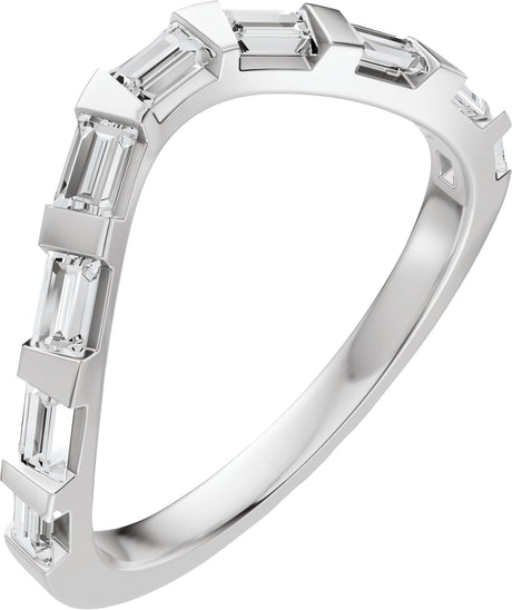 Platinum Straight Baguette Lab-Grown Diamond Contour Band - 3/8 CTW