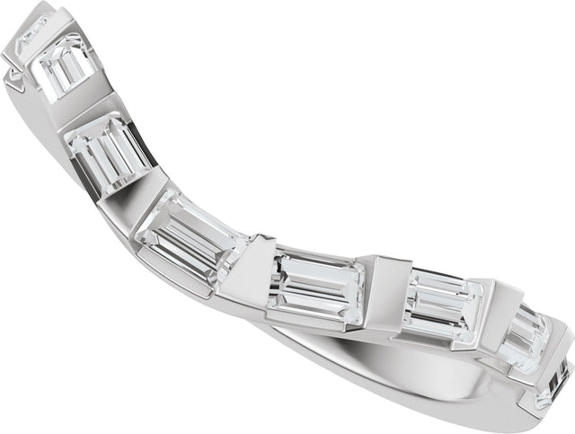 Platinum Straight Baguette Lab-Grown Diamond Contour Band - 3/8 CTW - view 5