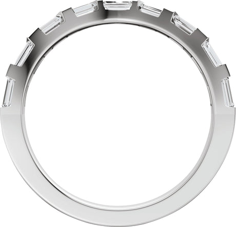 Platinum Straight Baguette Lab-Grown Diamond Contour Band - 3/8 CTW - view 2