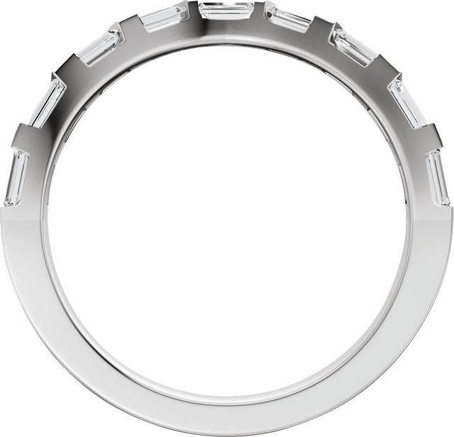 Platinum Straight Baguette Lab-Grown Diamond Contour Band - 3/8 CTW - view 2