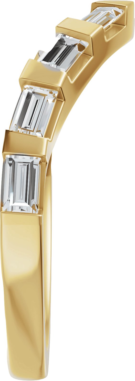 14K Gold Straight Baguette Lab-Grown Diamond Contour Band - 3/8 CTW - Yellow Gold - view 4
