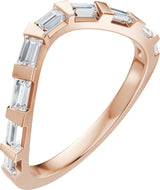 14K Gold Straight Baguette Natural Diamond Contour Band - 3/8 CTW - Rose Gold