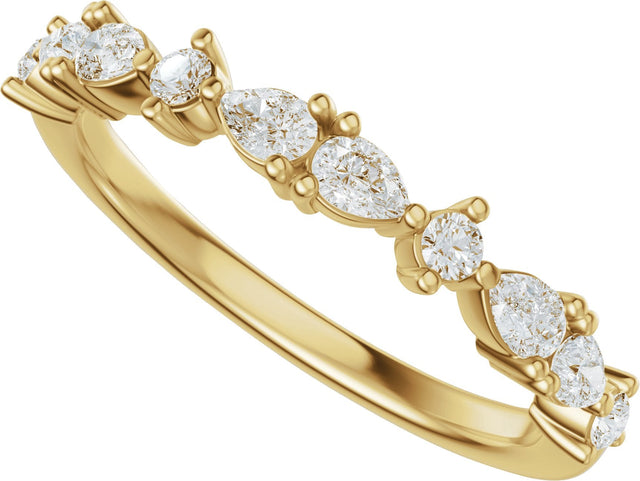 14K Gold Pear Lab-Grown Diamond Multi-Shape Anniversary Band - 1/2 CTW - Yellow Gold - view 10