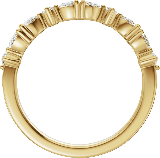 14K Gold Pear Natural Diamond Multi-Shape Anniversary Band - 1/2 CTW - Yellow Gold - view 7