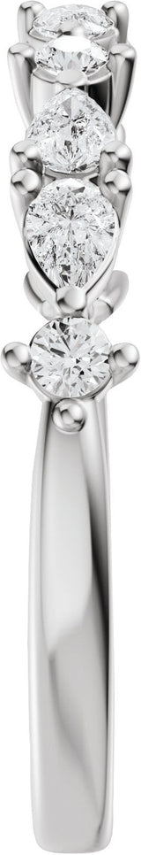 14K Gold Pear Natural Diamond Multi-Shape Anniversary Band - 1/2 CTW - White Gold - view 9