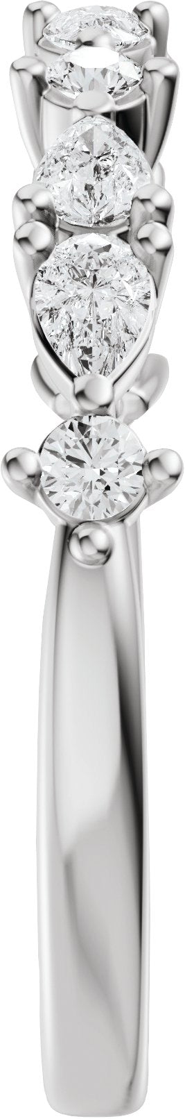 14K Gold Pear Natural Diamond Multi-Shape Anniversary Band - 1/2 CTW - White Gold - view 9
