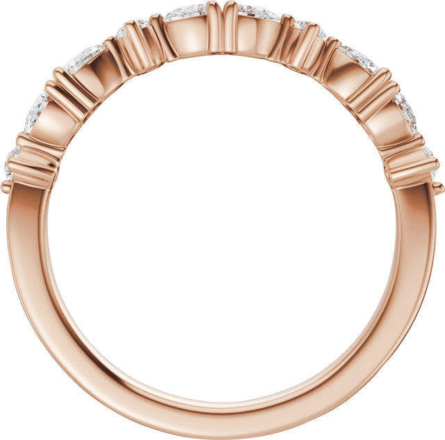 14K Gold Pear Natural Diamond Multi-Shape Anniversary Band - 1/2 CTW - Rose Gold - view 7