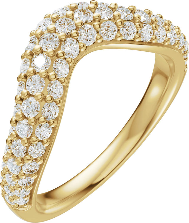 14K Gold Round Lab-Grown Diamond Contour Band - 7/8 CTW - Yellow Gold
