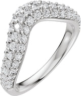 14K Gold Round Natural Diamond Contour Band - 7/8 CTW - White Gold