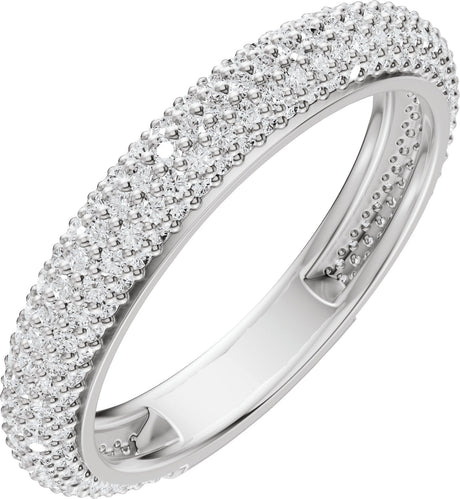 14K Gold Round Natural Diamond Pavé-Style Anniversary Band - 9/10 CTW - White Gold