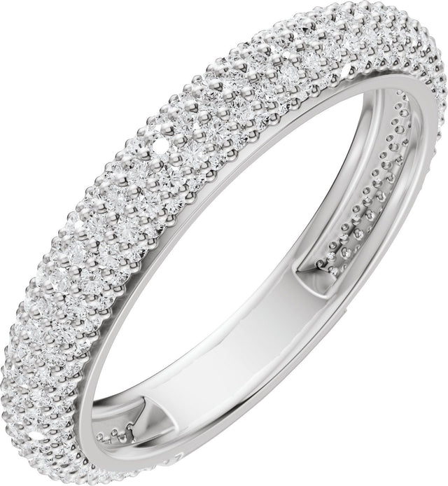 14K Gold Round Natural Diamond Pavé-Style Anniversary Band - 9/10 CTW - White Gold