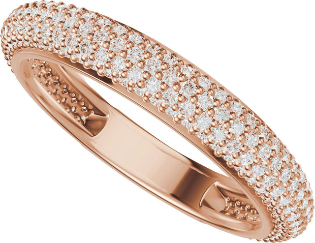 14K Gold Round Lab-Grown Diamond Pavé-Style Anniversary Band - 9/10 CTW - Rose Gold - view 5