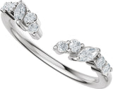 Platinum Marquise Natural Diamond Accented Open Band - Stones - view 5