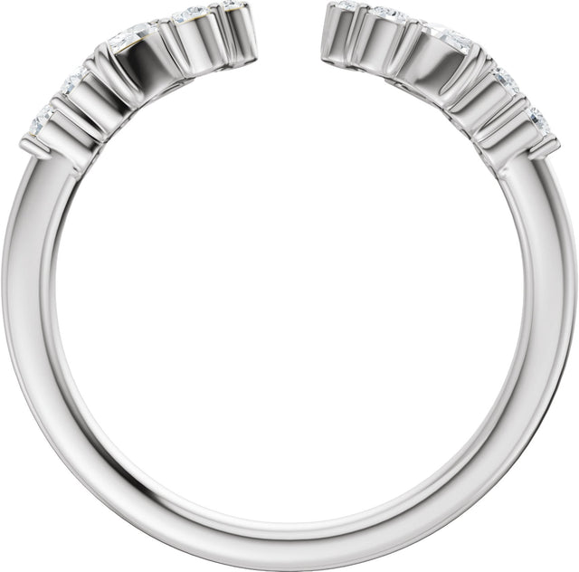 14K Gold Marquise Natural Diamond Accented Open Band - Stones - White Gold - view 2