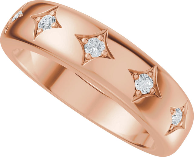 14K Gold Round Lab-Grown Diamond Five-Stone Celestial Anniversary Band - 1/10 CTW - Rose Gold - view 5