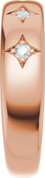 14K Gold Round Lab-Grown Diamond Five-Stone Celestial Anniversary Band - 1/10 CTW - Rose Gold - view 4