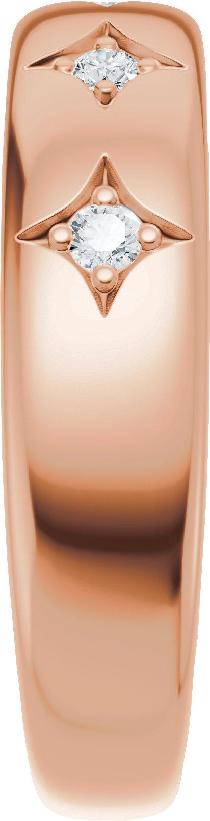 14K Gold Round Lab-Grown Diamond Five-Stone Celestial Anniversary Band - 1/10 CTW - Rose Gold - view 4