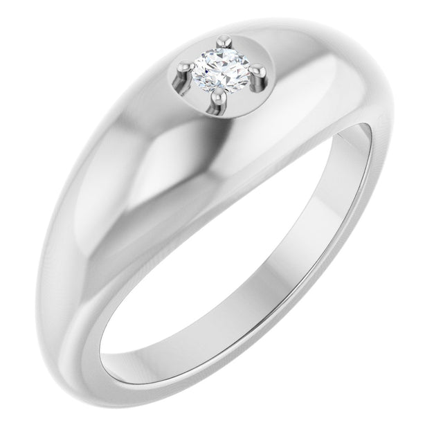 14K Gold Round Natural Diamond Solitaire Band - White Gold