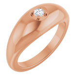 14K Gold Round Natural Diamond Solitaire Band - Rose Gold
