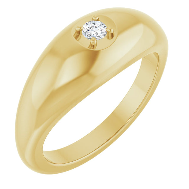 14K Gold Round Natural Diamond Solitaire Band - Yellow Gold
