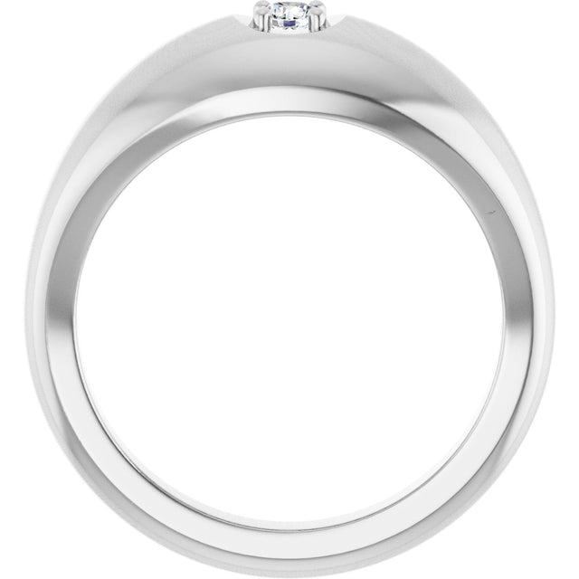 Platinum Round Natural Diamond Solitaire Band - view 2