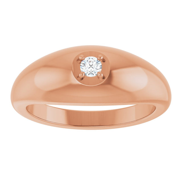 14K Gold Round Natural Diamond Solitaire Band - Rose Gold - view 3