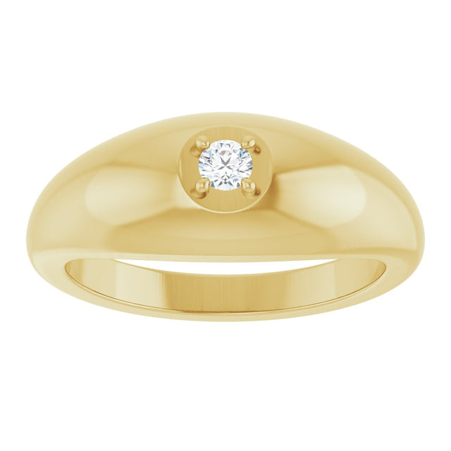 14K Gold Round Natural Diamond Solitaire Band - Yellow Gold - view 3