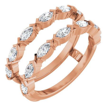14K Gold Marquise Lab-Grown Diamond Accented Ring Guard - 3/8-7/8 CTW - Rose Gold