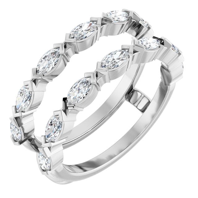 14K Gold Marquise Lab-Grown Diamond Accented Ring Guard - 3/8-7/8 CTW - White Gold