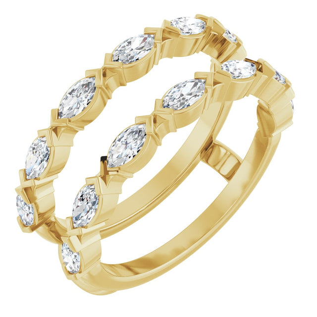 14K Gold Marquise Lab-Grown Diamond Accented Ring Guard - 3/8-7/8 CTW - Yellow Gold