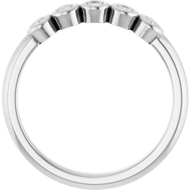 14K Gold Pear Natural Diamond Bezel-Set Five-Stone Anniversary Band - 3/8-1 CTW - White Gold - view 2