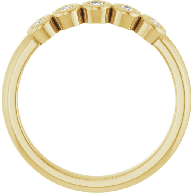 14K Gold Pear Natural Diamond Bezel-Set Five-Stone Anniversary Band - 3/8-1 CTW - Yellow Gold - view 2