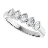 14K Gold Pear Natural Diamond Bezel-Set Five-Stone Anniversary Band - 3/8-1 CTW - White Gold - view 5