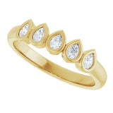 14K Gold Pear Natural Diamond Bezel-Set Five-Stone Anniversary Band - 3/8-1 CTW - Yellow Gold - view 5